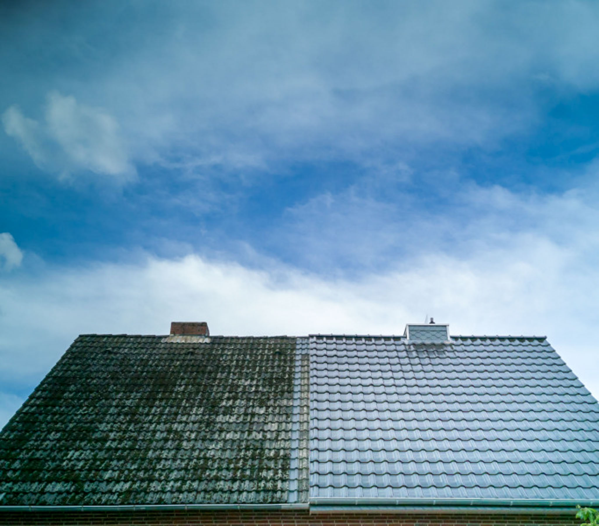 Before & after of roof cleaning